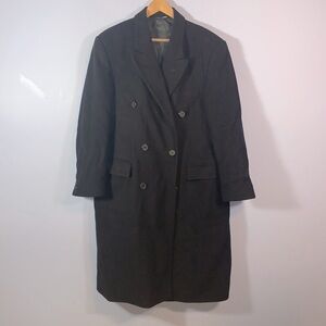 JD CHRISTOPHER R 44 LONG BLACK DOUBLE BREASTED WOOL OVER COAT MADE IN SLOVAKIA